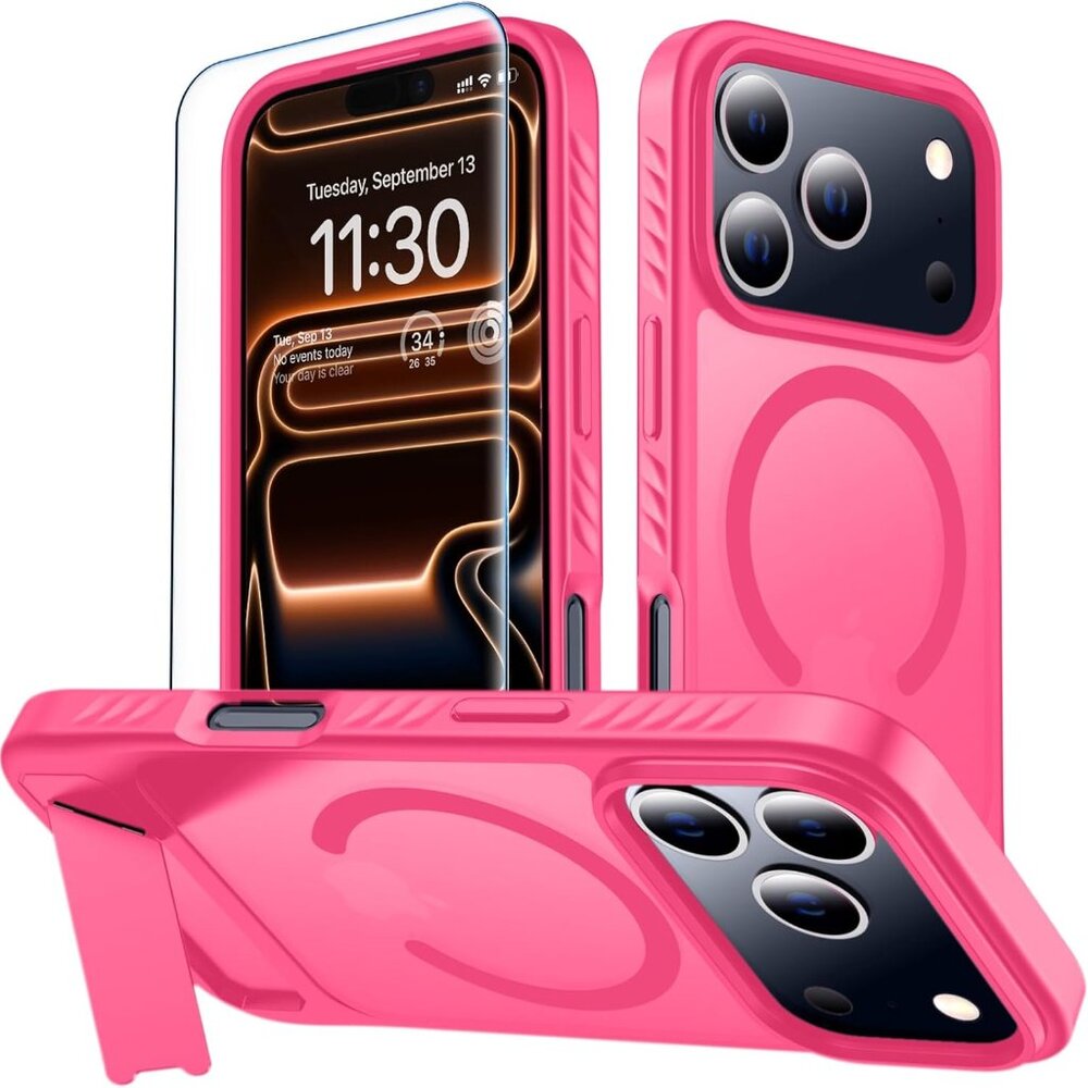 MOZOTER iPhone 17 Pro Case + Screen Protector Rose Red